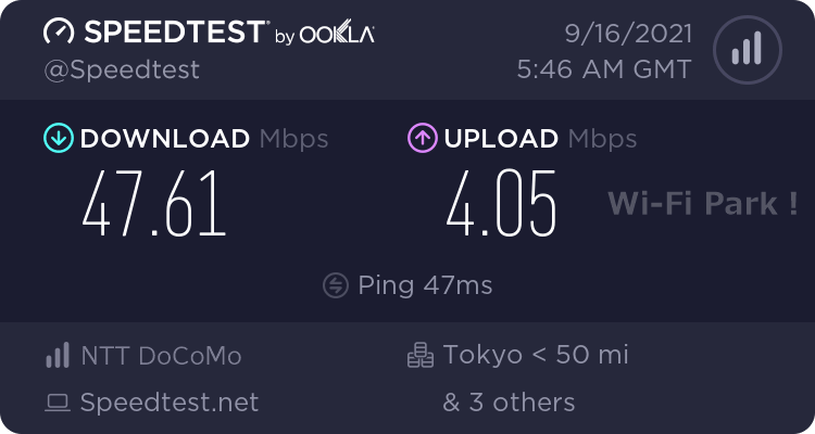 47.61Mbps 計測